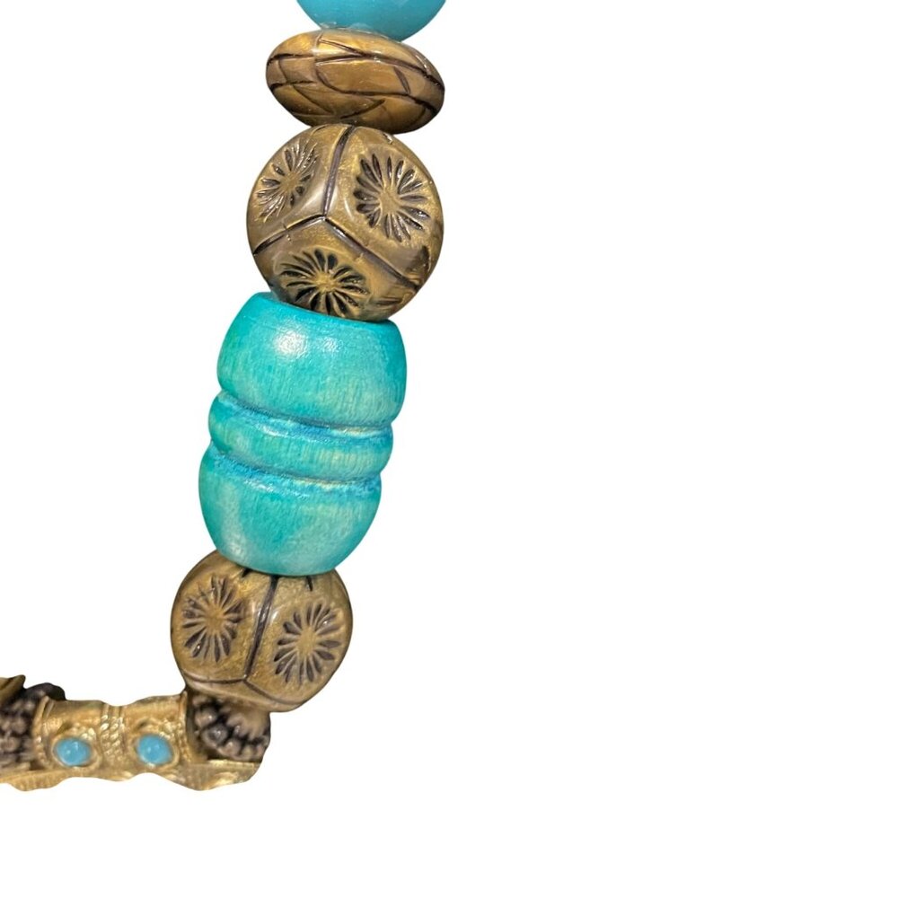 Handcrafted Statement Necklace With Turquoise Bea… - image 6